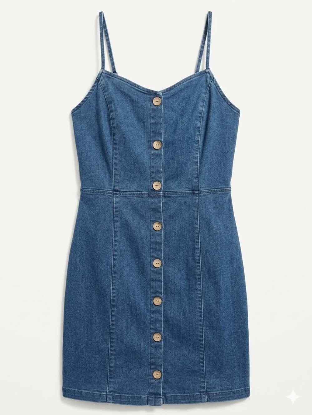 Denim Button-Front Mini Dress - Blue - Picture 2 of 4